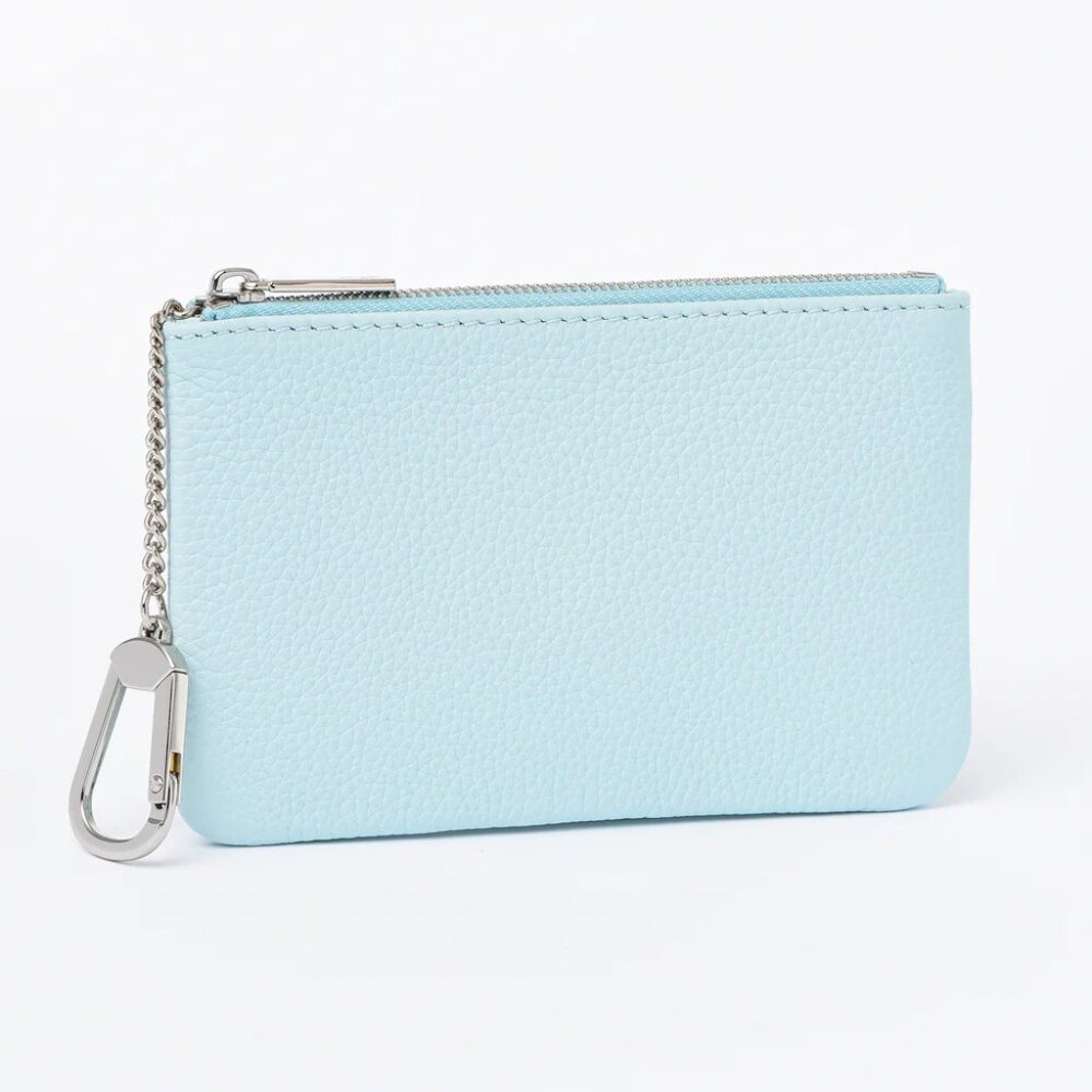 DUYP Melodie Cecile The “M KEY” Togo Leather Zipped Pouch with Key Hook Ice Blue